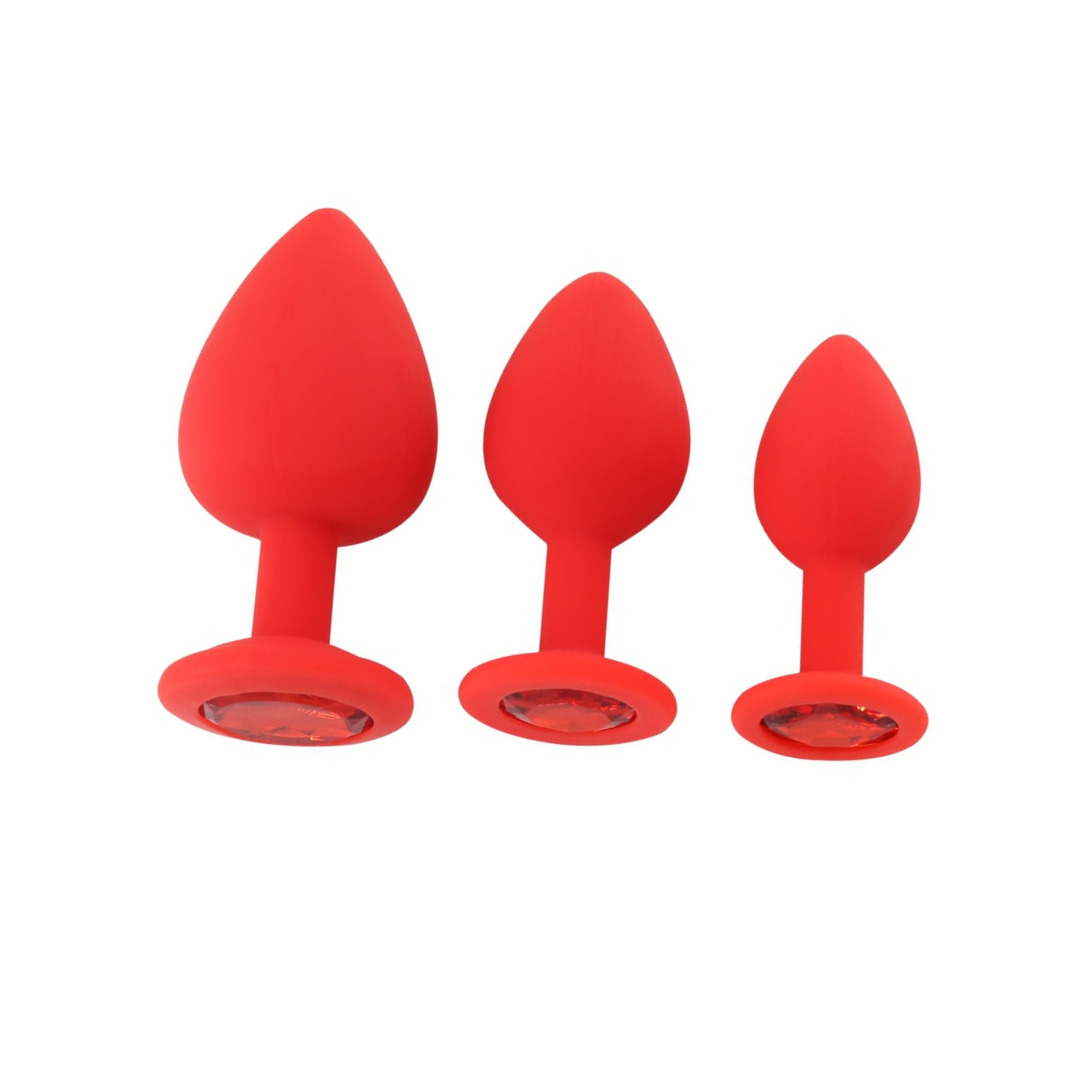 Red Silicone Anal Plug with Red Diamond