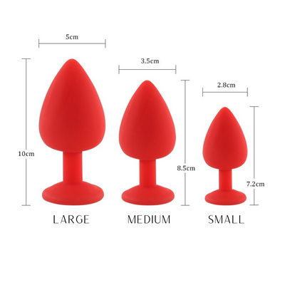 Red Silicone Anal Plug with Red Diamond