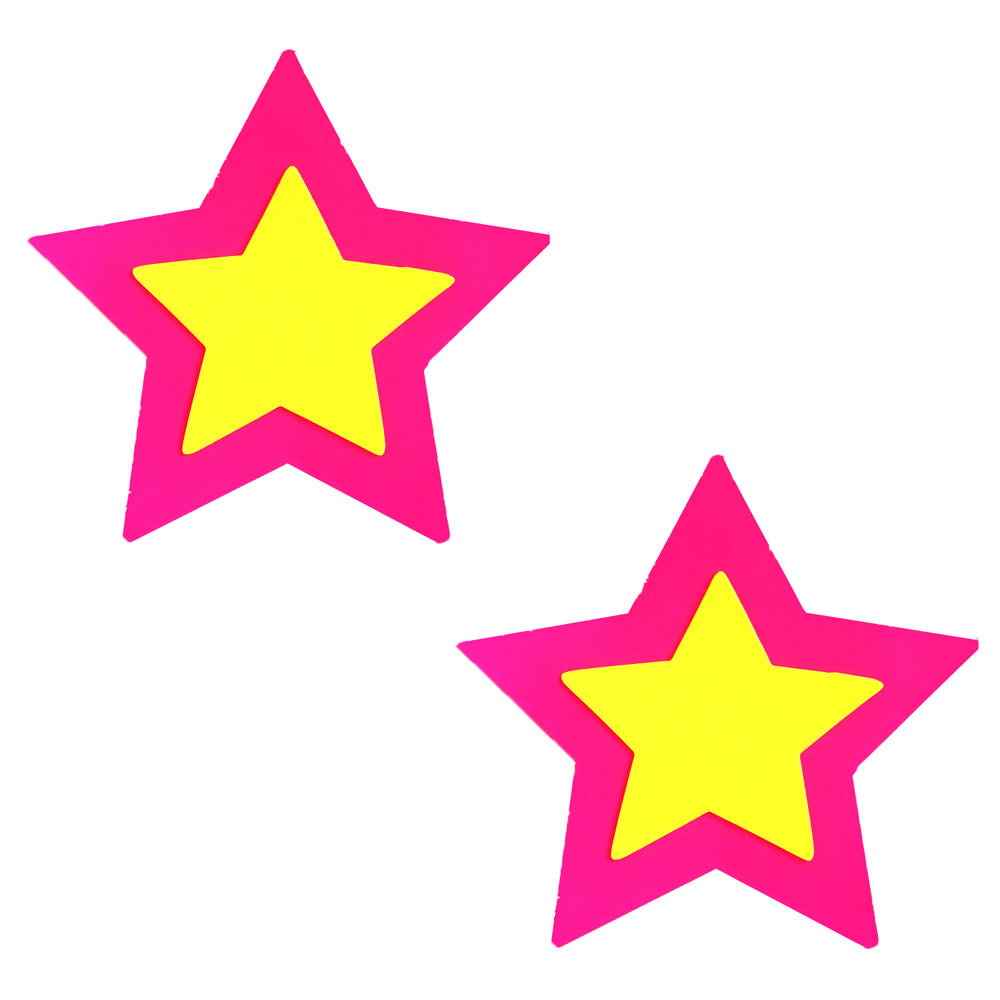 Pink Double Star Burst Neon Blacklight Starry Nights Nipztix Pasties