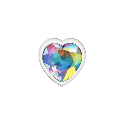 Cheeky Charms-Silver Metal Butt Plug- Heart-Clear