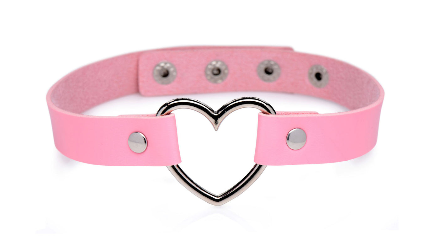 Dark Heart Chrome Heart Choker - Pink