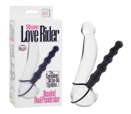 Silicone Love Rider Beaded Dual Penetrator - Black