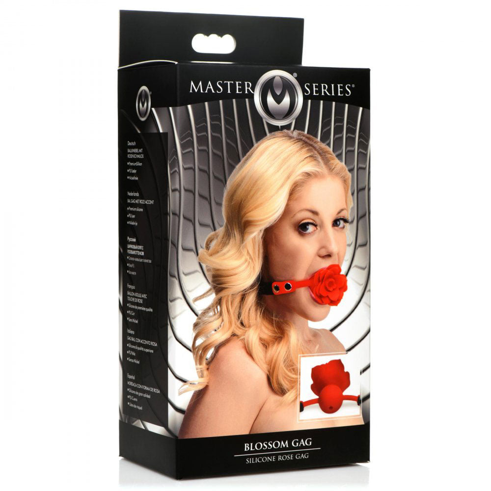 Blossom Gag Silicone Rose Gag - Red