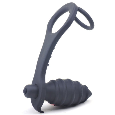 Black Silicone Anal Plug Vibrator with 2 Rings