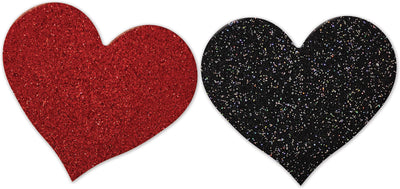 Nipplicious - Heart Shape Pasties - Glitter - Red and Black