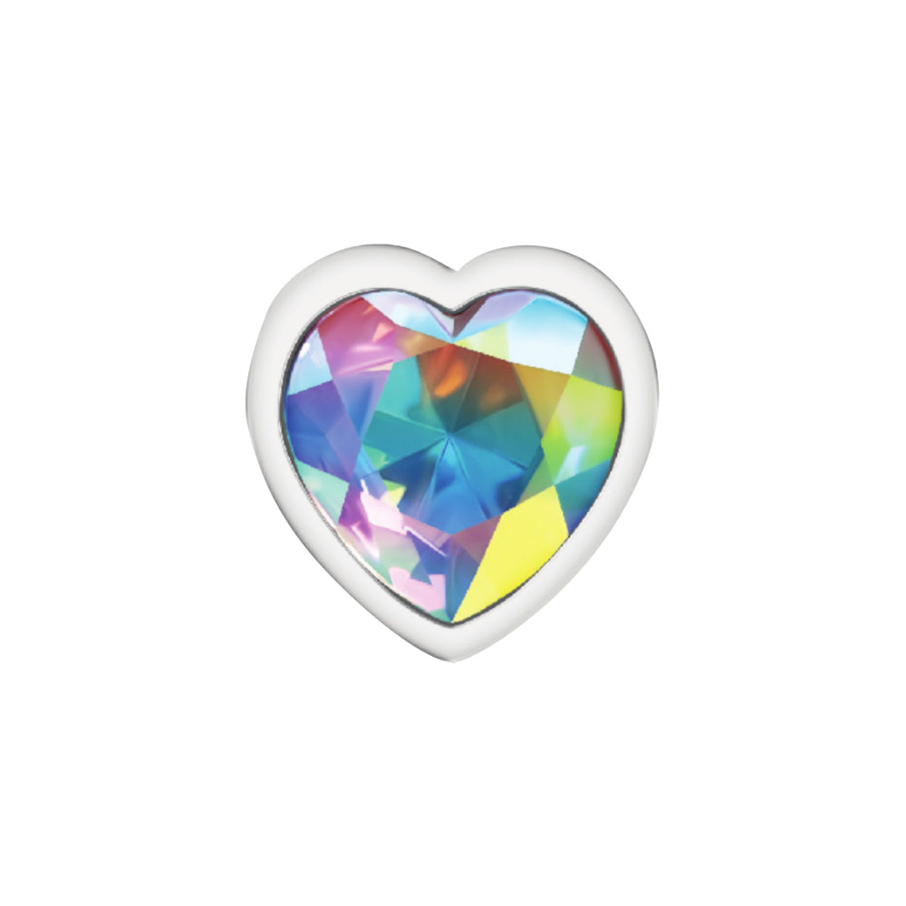 Cheeky Charms-Silver Metal Butt Plug- Heart-Clear