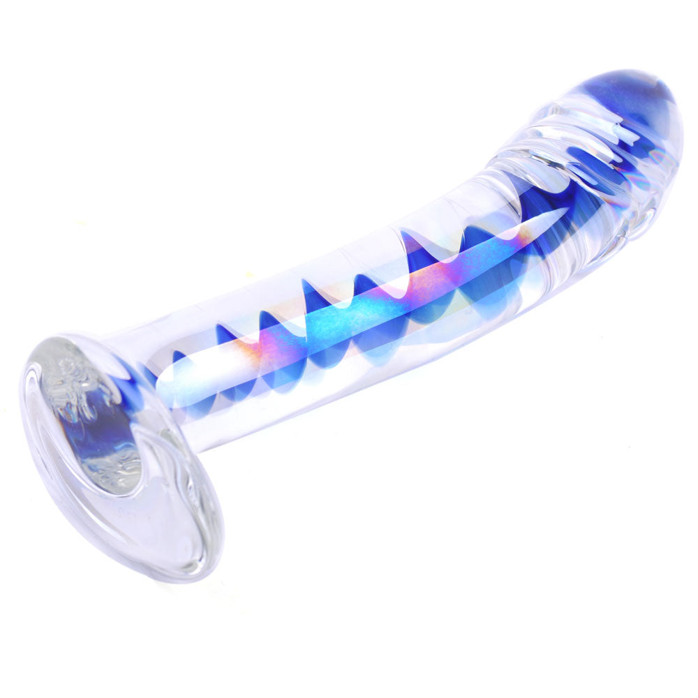 Blue Wavy Glass Dildo