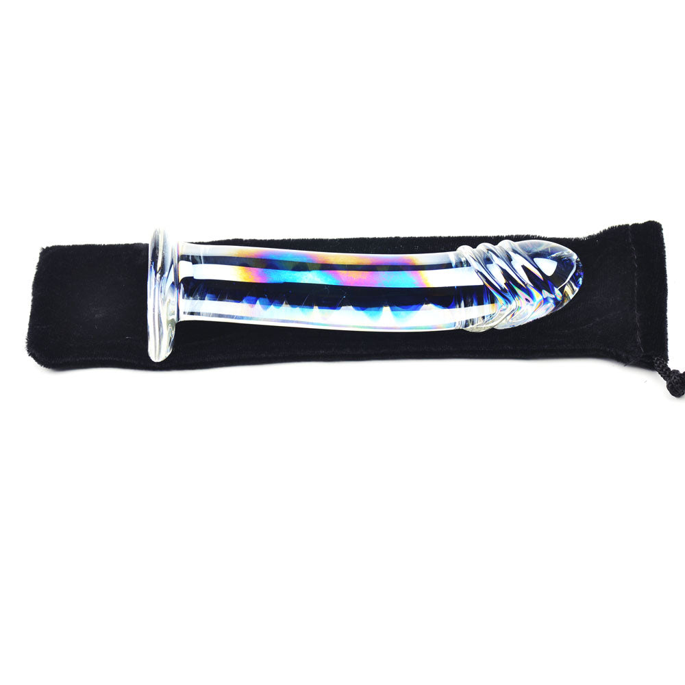 Blue Wavy Glass Dildo