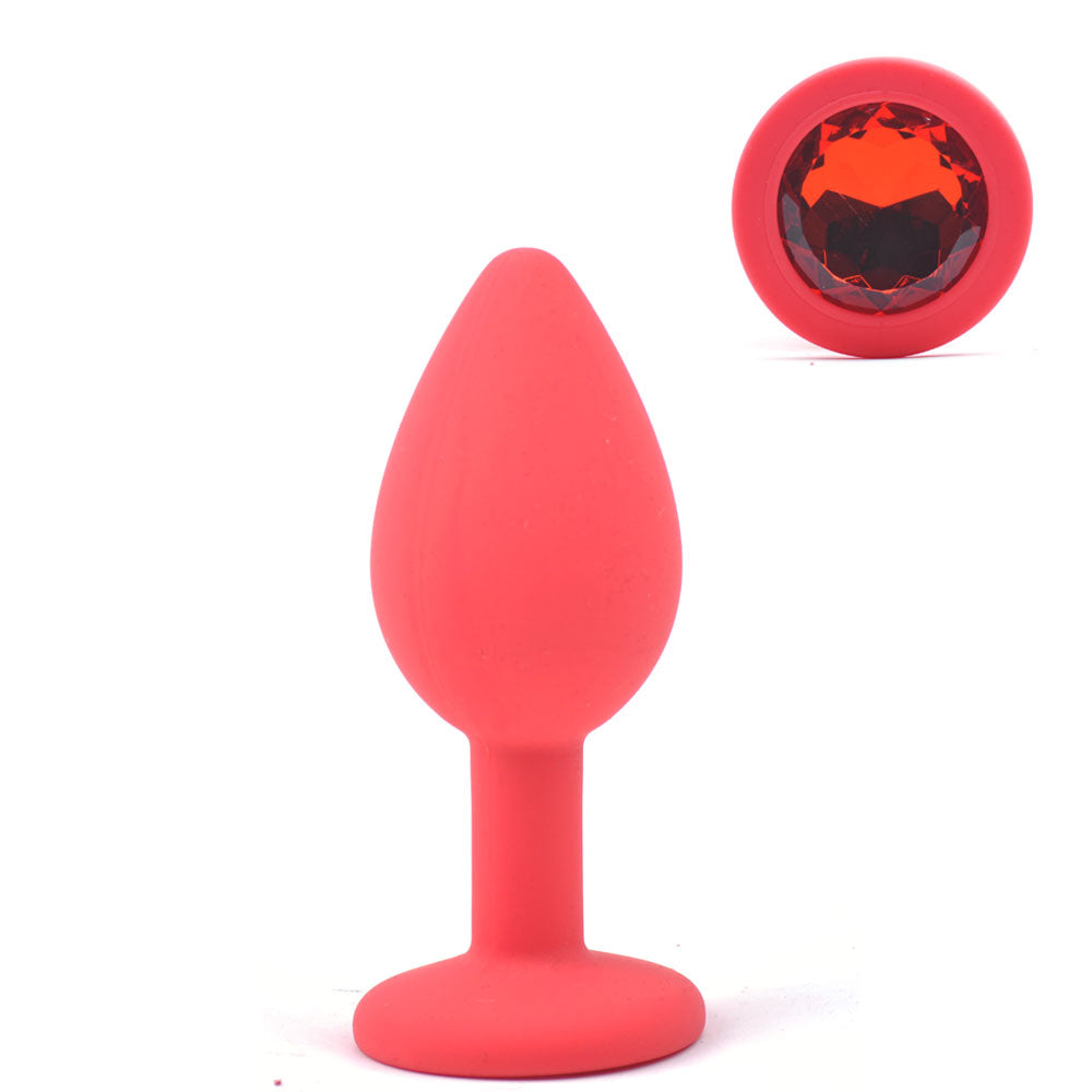 Red Silicone Anal Plug with Red Diamond