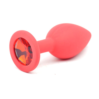 Red Silicone Anal Plug with Red Diamond