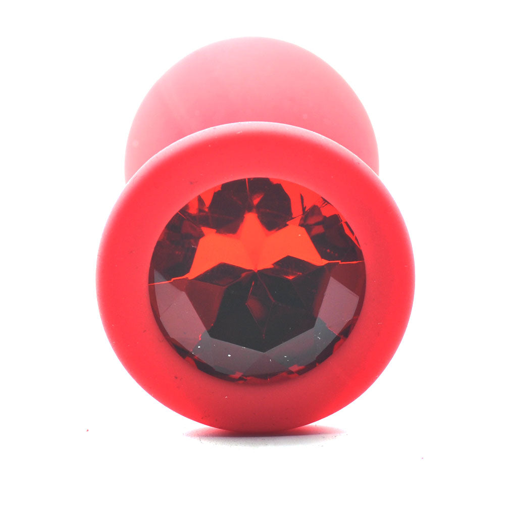 Red Silicone Anal Plug with Red Diamond