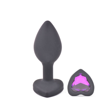 Small Size Silicone Anal Plug with Heart Shape Diamond