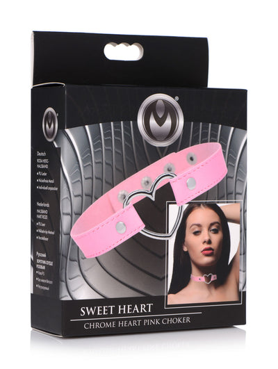 Dark Heart Chrome Heart Choker - Pink