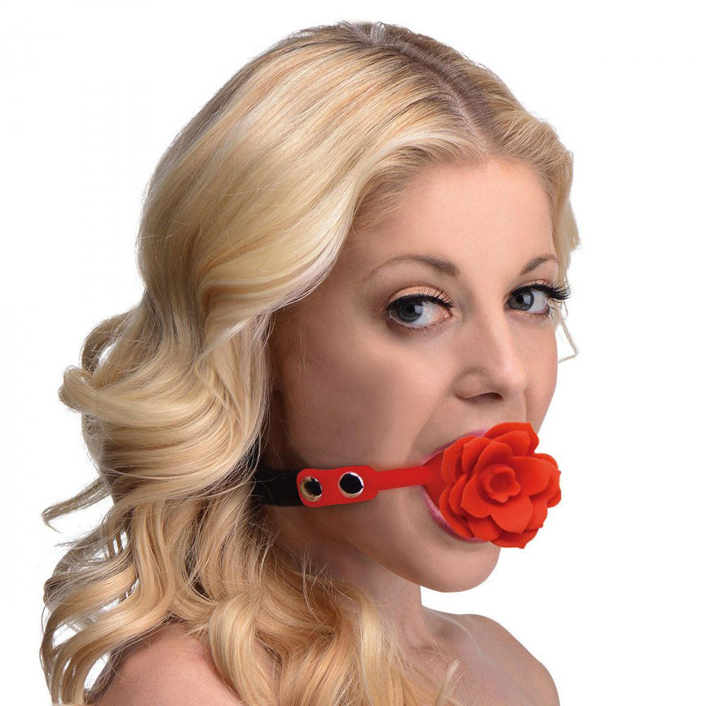 Blossom Gag Silicone Rose Gag - Red