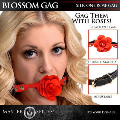 Blossom Gag Silicone Rose Gag - Red