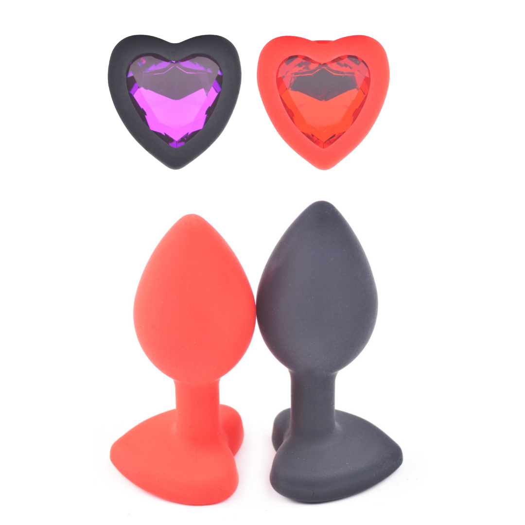 Small Size Silicone Anal Plug with Heart Shape Diamond