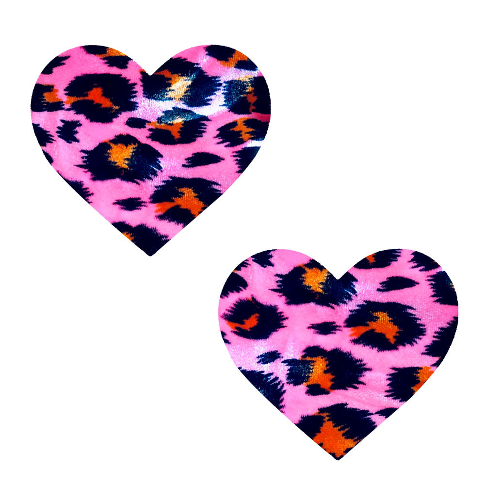 Pink Cheeky Cheetah Velvet Crush Blacklight I Heart U Nipztix Pasties