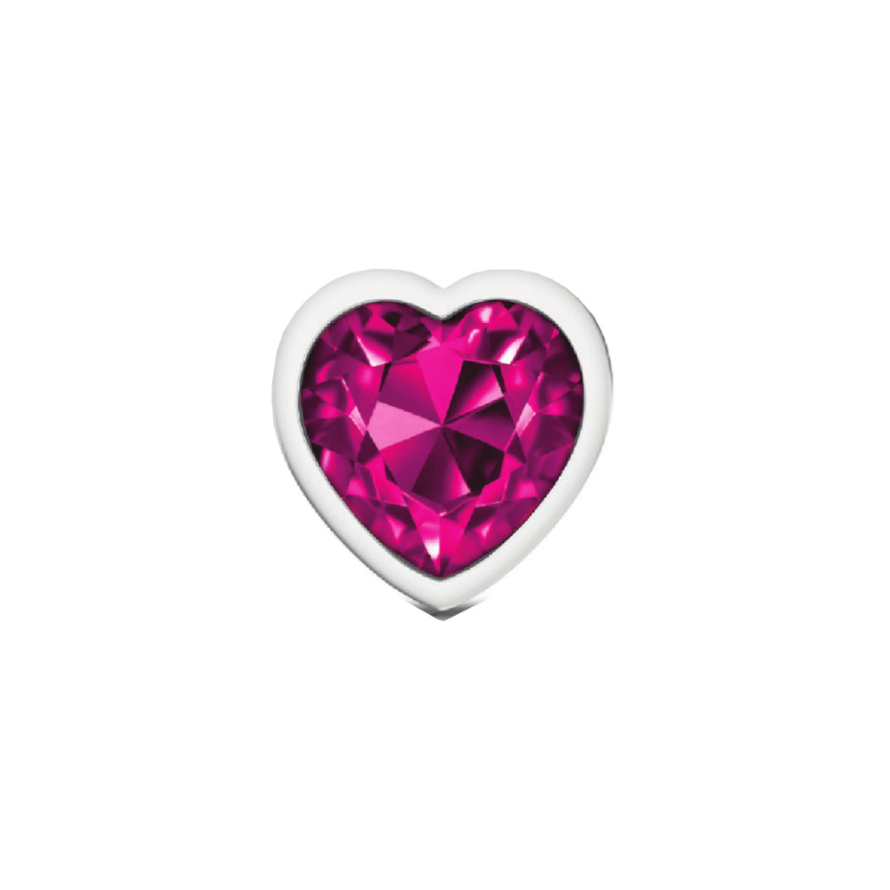 Cheeky Charms Silver Metal Butt Plug - Bright Pink Heart