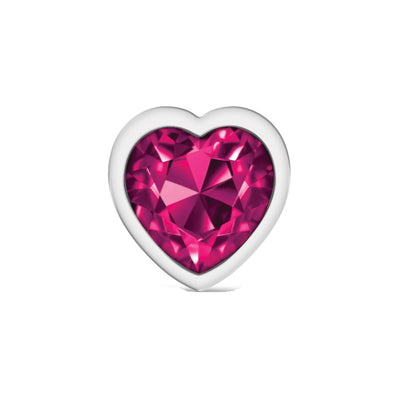 Cheeky Charms Silver Metal Butt Plug - Bright Pink Heart